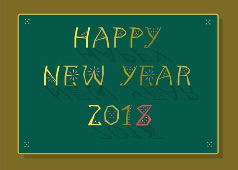 Happy New Year 2018. Artistic geometric font. Illustration