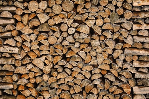 Natural Background of Stack of Wood
