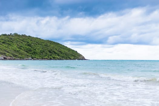 Beautiful tropical beach and sea on blue sky background