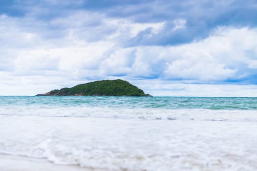 Beautiful tropical beach and sea on blue sky background
