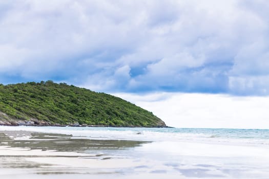 Beautiful tropical beach and sea on blue sky background