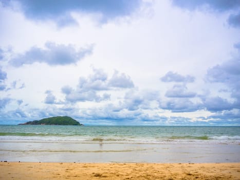 Beautiful tropical beach and sea on blue sky background