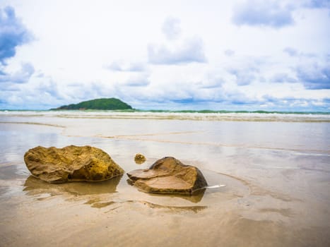 Beautiful tropical beach and sea on blue sky background