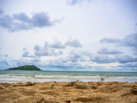 Beautiful tropical beach and sea on blue sky background
