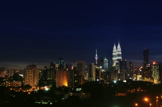 Kuala Lumpur skyline the capital city of Malaysia in night view