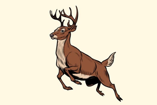 running deer jump. Pop art retro vector illustration