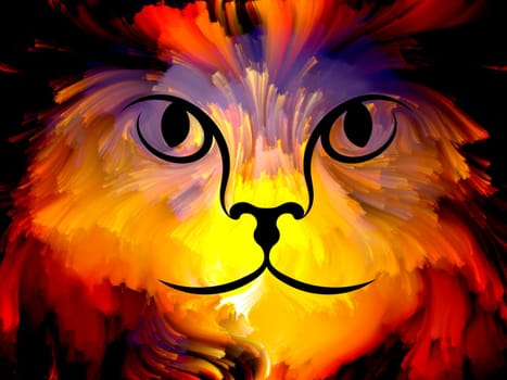 Cat Paint series. Backdrop composed of colorful feline portrait and suitable for use in the projects on art, imagination and creativity