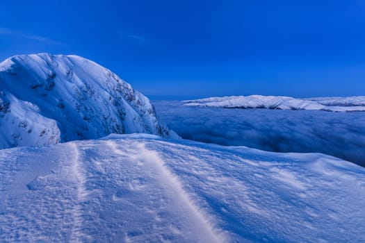mountain top in winter, Piatra Craiului Mountains, Romania