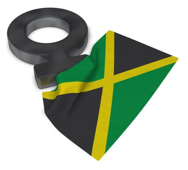 symbol for female and flag of jamaica - 3d illustration