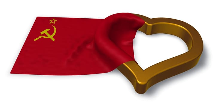 flag of the Soviet Union and heart symbol - 3d illustration