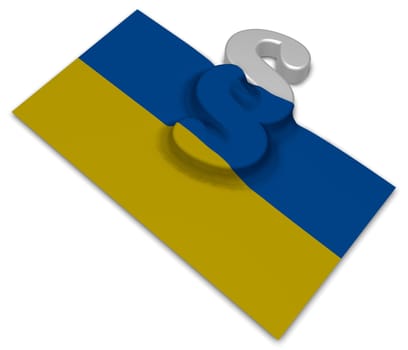paragraphsymbol and flag of ukraine - 3d rendering
