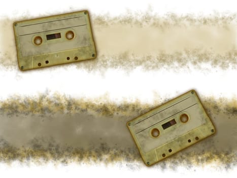 old music cassette on stained background