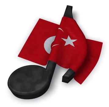 music note and flag of turkey - 3d rendering