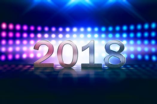 Happy New Year 2018 against colorful light background