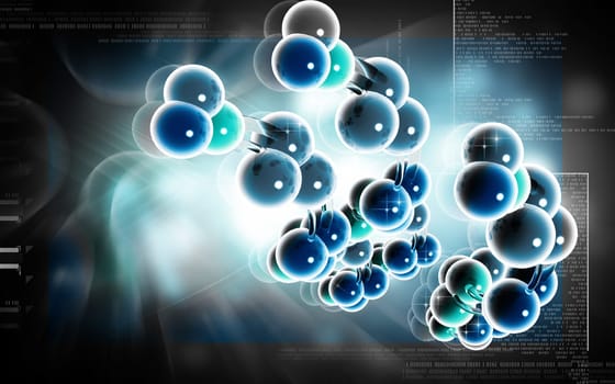 Digital illustration DNA structure in colour background