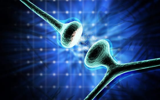 Digital illustration of synapse in colour background