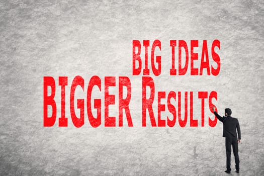 Asian business man write words on wall, Big Ideas Bigger Results