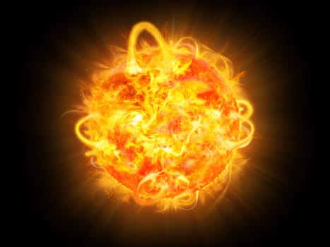 Solar explosion illustration and space fantasy