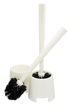 Black and white toilet brushes isolated on white.