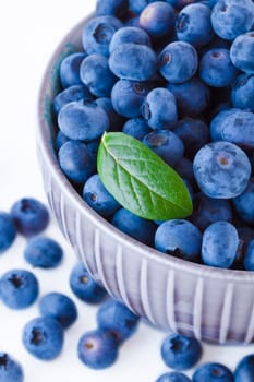 fresh blueberries in a bowl,fruits on white background
