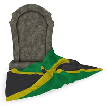 tombstone and flag of jamaica - 3d rendering
