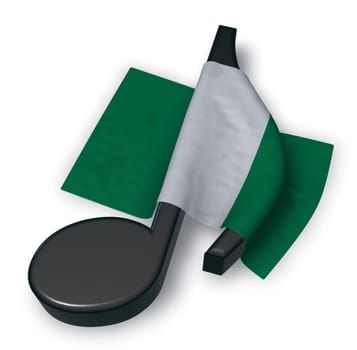 music note and flag of nigeria - 3d illustration