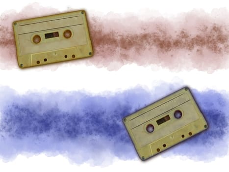 old music cassette on stained background