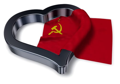 flag of the Soviet Union and heart symbol - 3d illustration