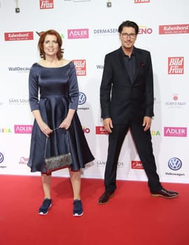 Monica Lierhaus with brother,. Goldene Bild der Frau 2017 Award ceremony at the AIDA Prima in Hamburg ,21.10.2016..