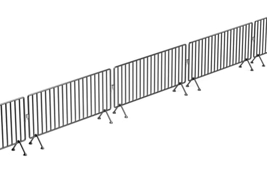 Crowd control barriers on white background