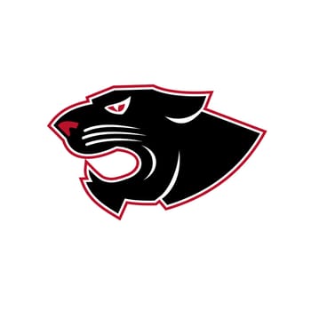 Icon style illustration of an angry aggressive panther head viewed from side on isolated background.