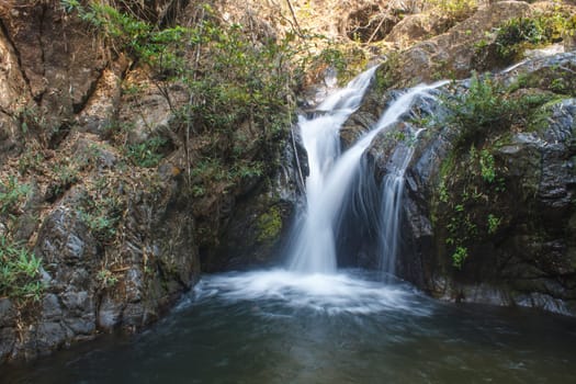 Thor Thip waterfall in thai national park.waterfall in the deep forest on mountain