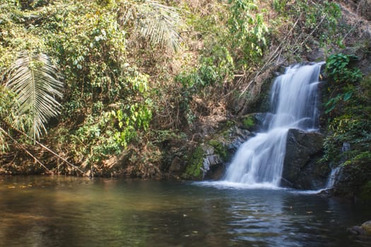 Thor Thip waterfall in thai national park.waterfall in the deep forest on mountain