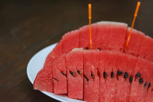 Colorful Thai fresh fruit on ceramic plate
