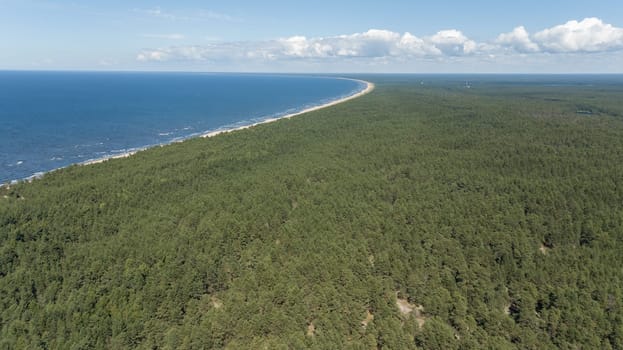 Gauja river Latvia drain into Baltic Sea aerial drone top view