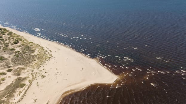 Gauja river Latvia drain into Baltic Sea aerial drone top view