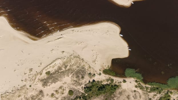 Gauja river Latvia drain into Baltic Sea aerial drone top view