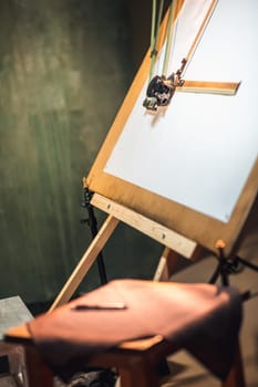 The studio shot of creative engineer desk with drawing board