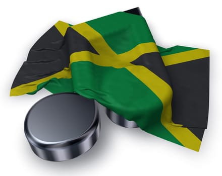music note and flag of jamaica - 3d illustration