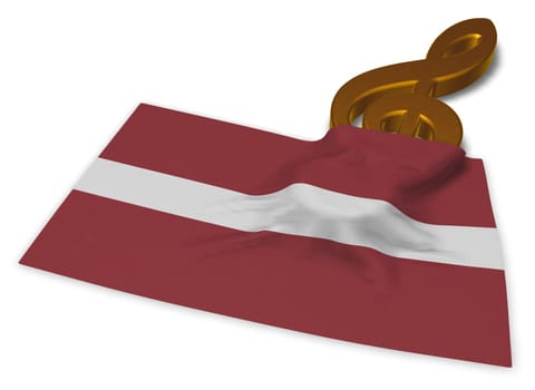 clef and flag of latvia - 3d rendering