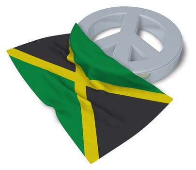 peace symbol and flag of jamaica - 3d rendering