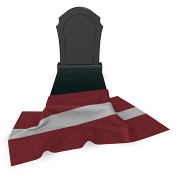 tombstone and flag of latvia - 3d rendering