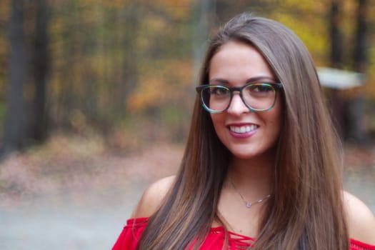 young woman portrait outdoor beauty autumn colors