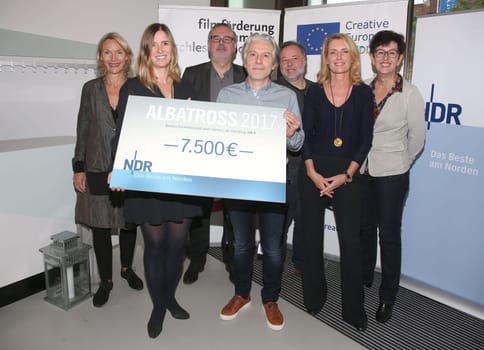Christiane Siemen,Dorothee Beinemeier ,Christian Granderath ,Serge Bierset ,Nikolaj Scherfig ,Maria Furtwaengler and Maria Koepf,at the Albatross Award Ceremony in hafencity Hamburg