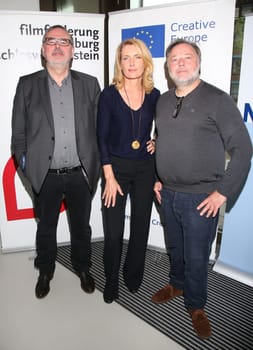 Nikolaj Scherfig ,Maria Furtwaengler and Christian Granderath at the Albatross Award Ceremony in Hafencity Hamburg