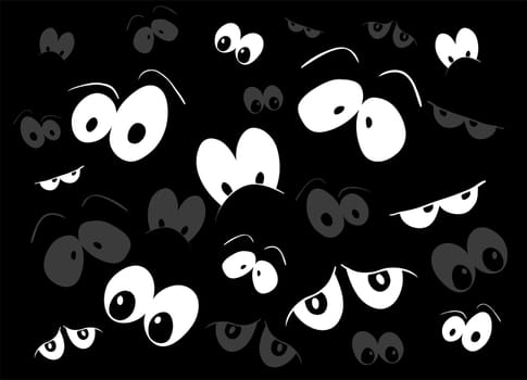 halloween spooky scary eyes  vector  design isolated on black background