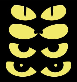 halloween spooky scary eyes  vector  design isolated on black background