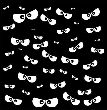 halloween spooky scary eyes  vector  design isolated on black background
