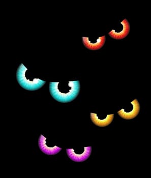 halloween spooky scary eyes  vector  design isolated on black background