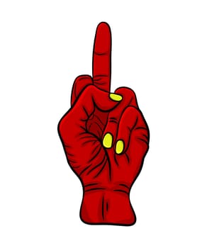 fuck  finger  red devil hand  vector  design isolated on white background
